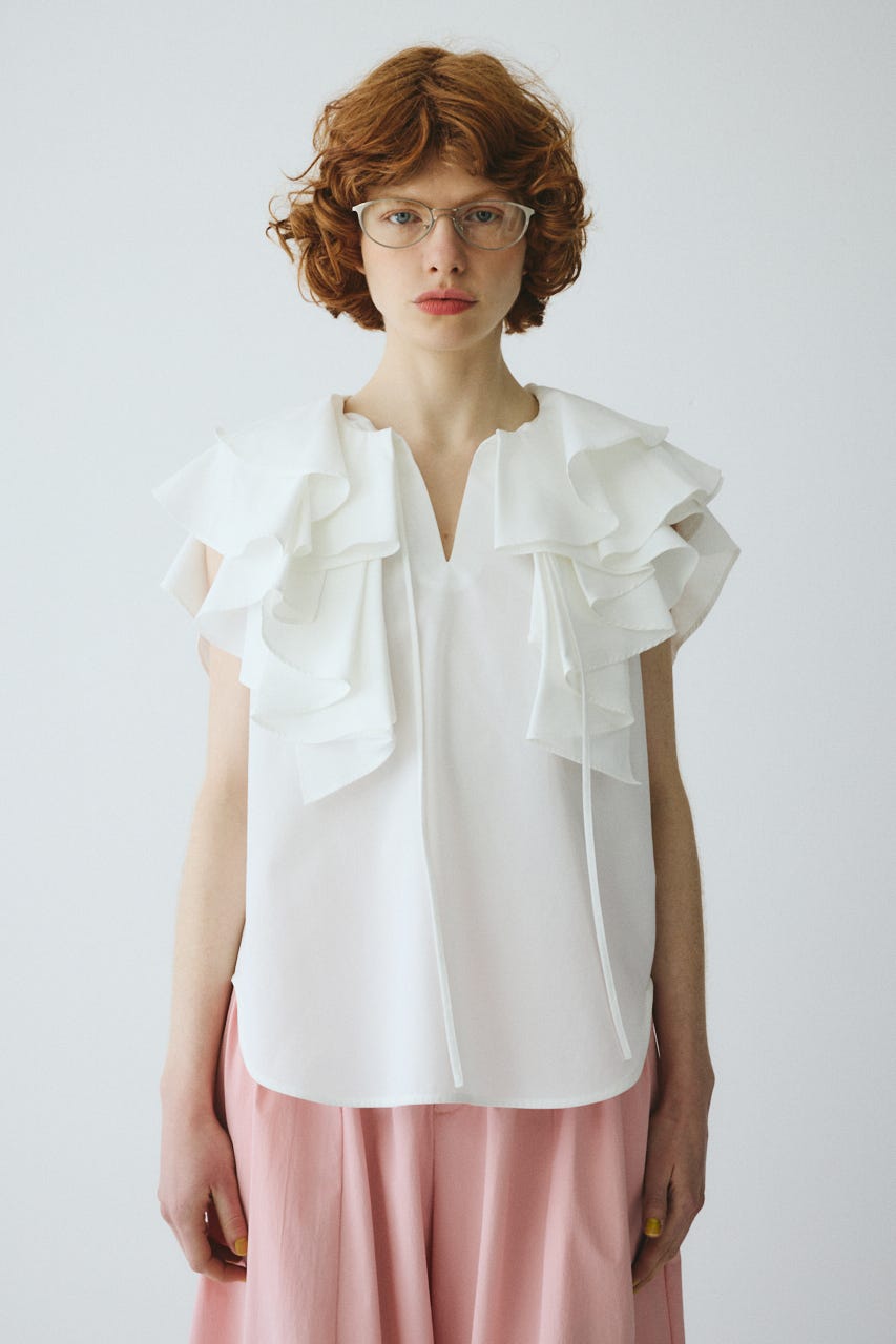 ［予約］Ruffled blouse WHT FREE