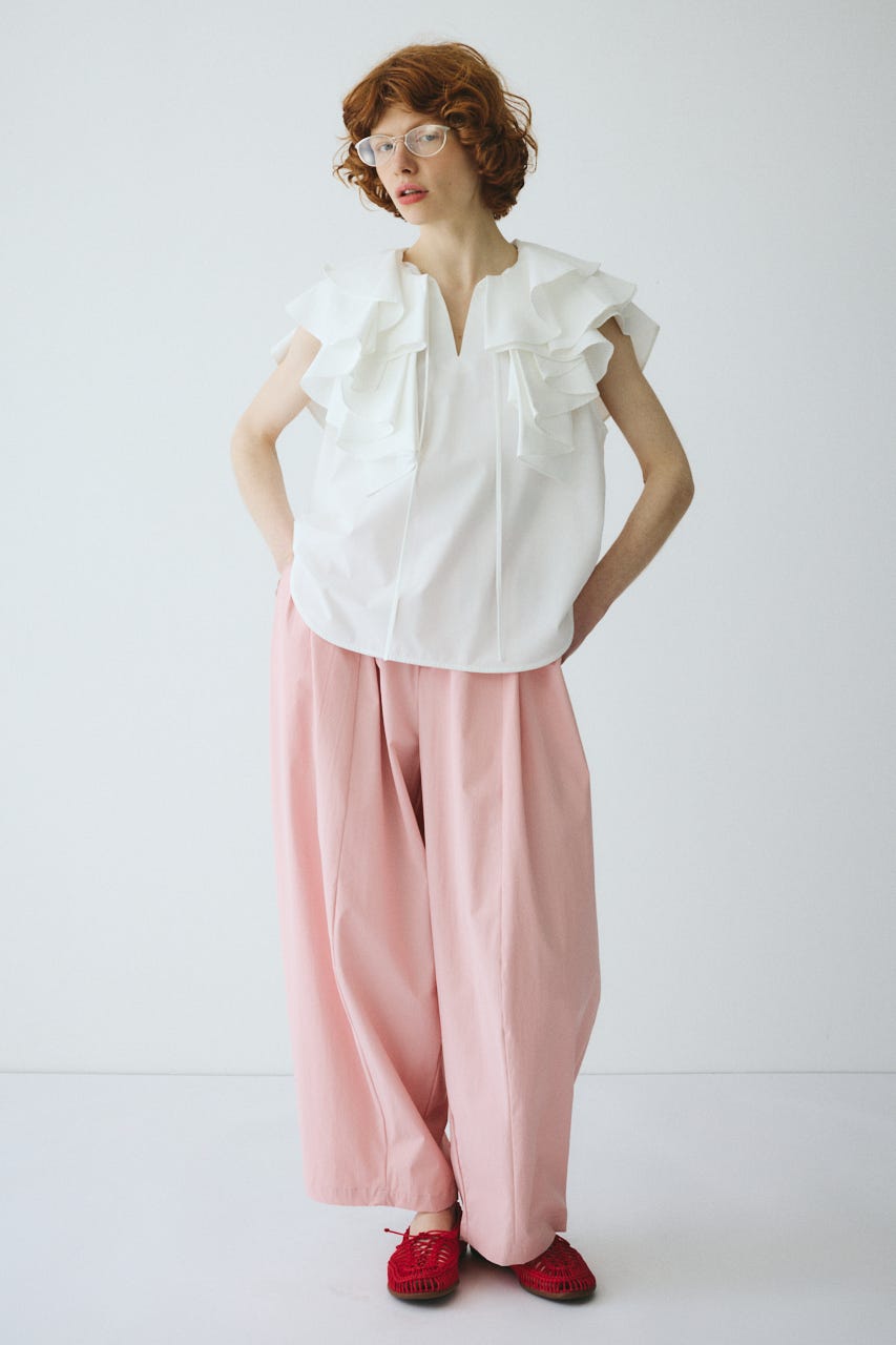 ［予約］Ruffled blouse WHT FREE