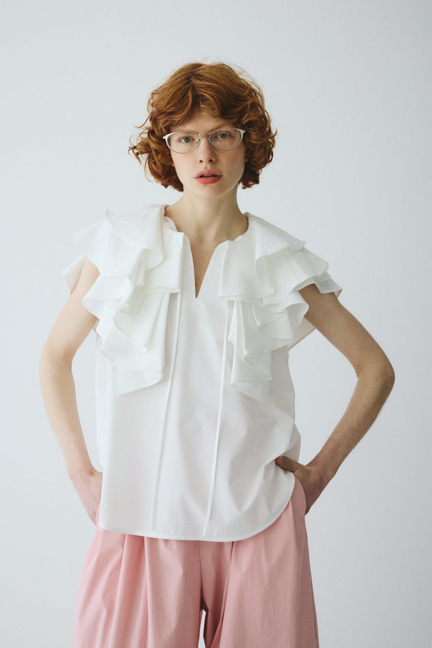 ［予約］Ruffled blouse WHT FREE
