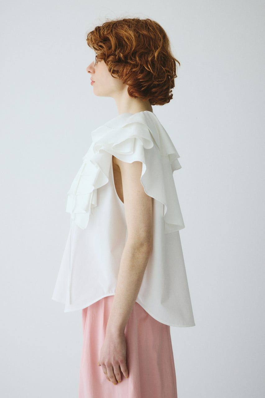 ［予約］Ruffled blouse WHT FREE