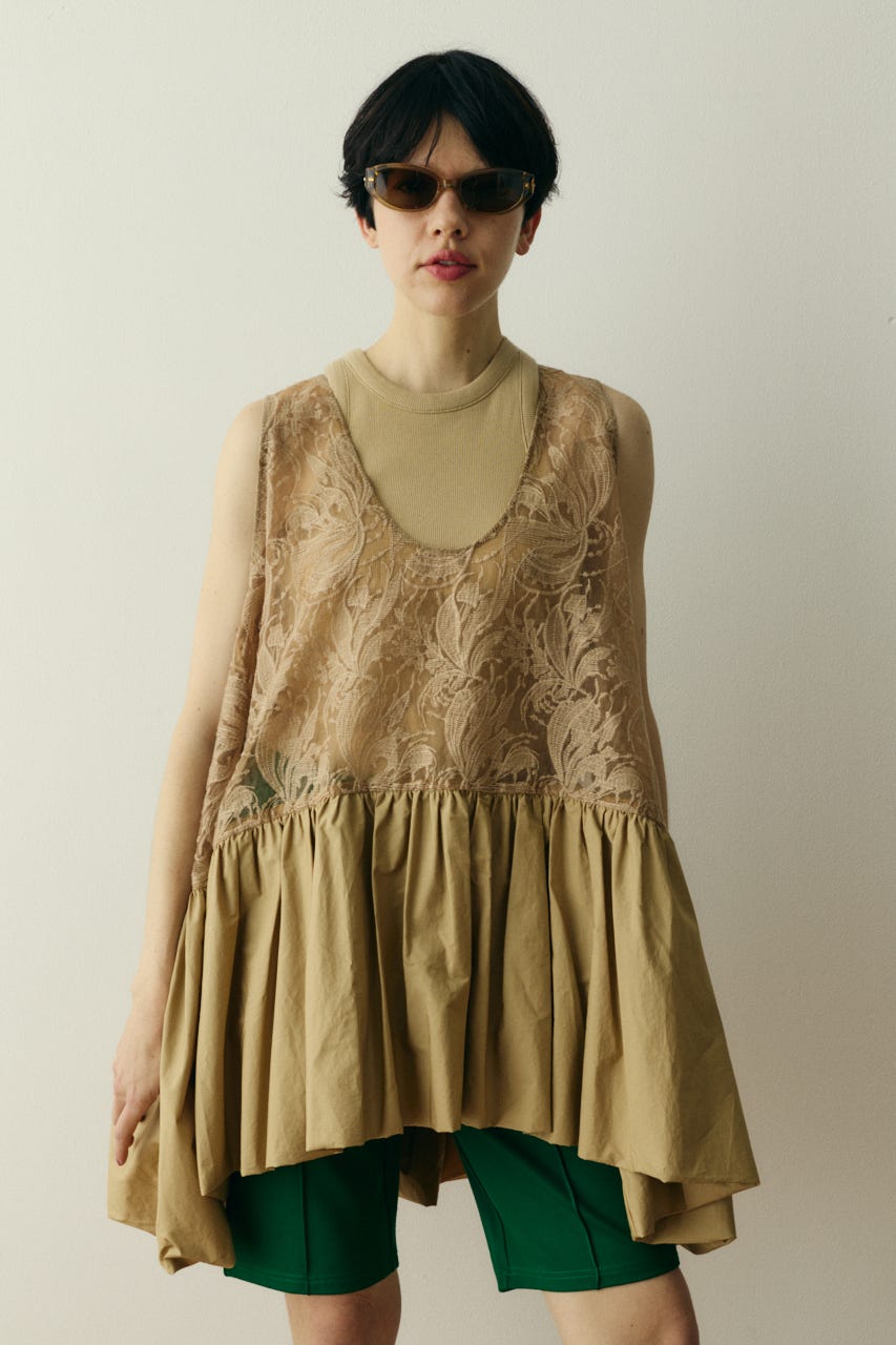 ［予約］Lace flare tunic BEG FREE