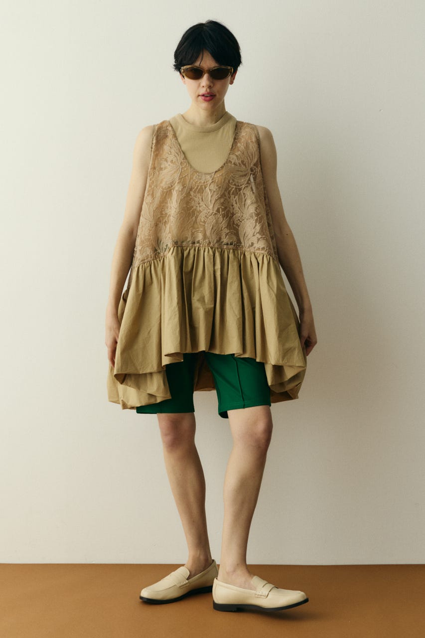 ［予約］Lace flare tunic BEG FREE