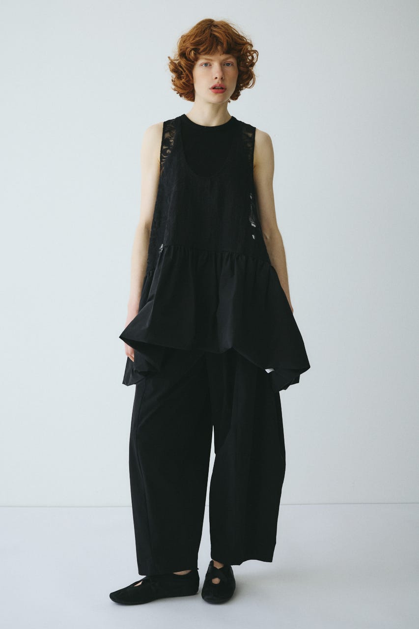 ［予約］Lace flare tunic BLK FREE