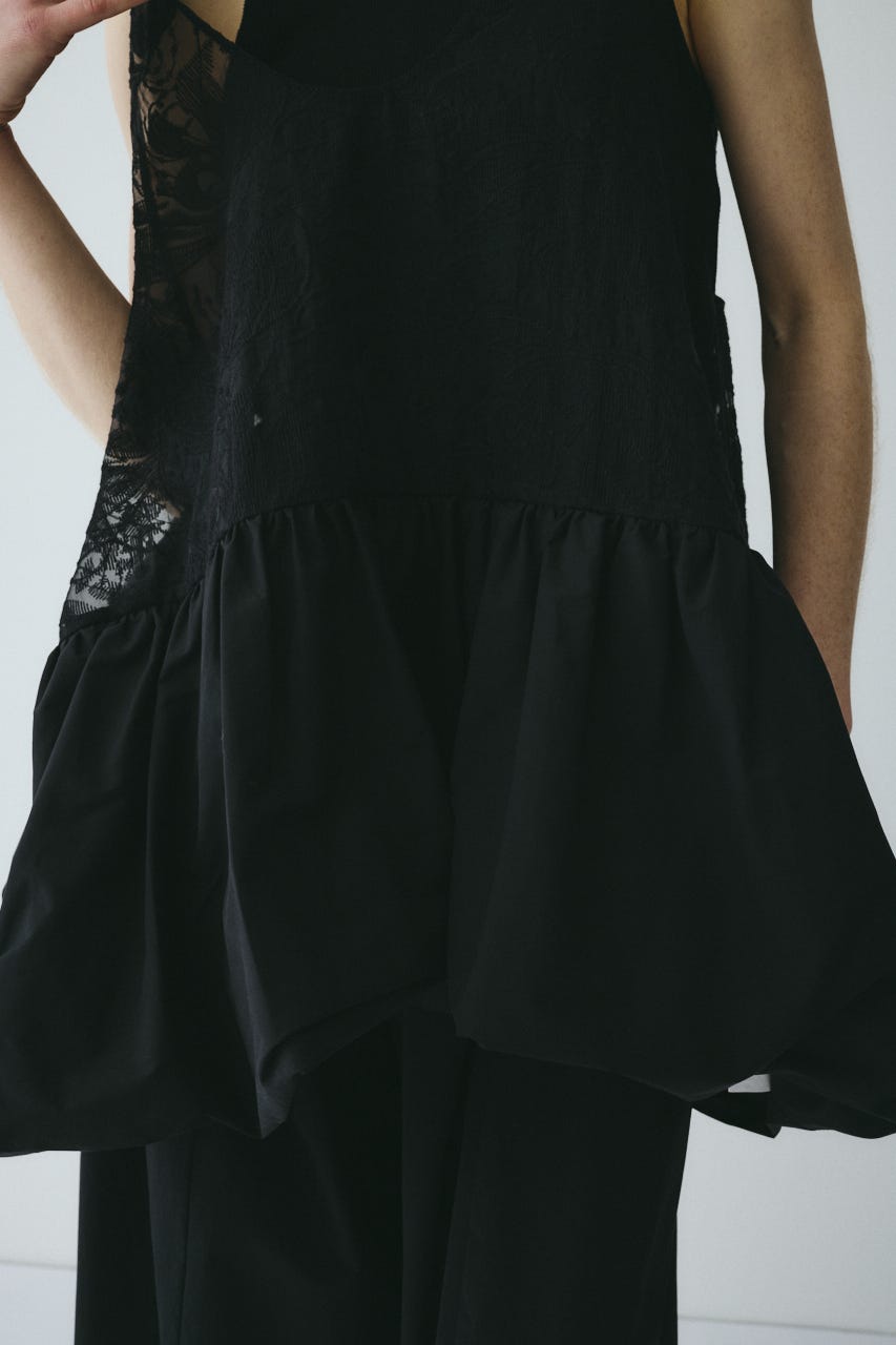 ［予約］Lace flare tunic BLK FREE
