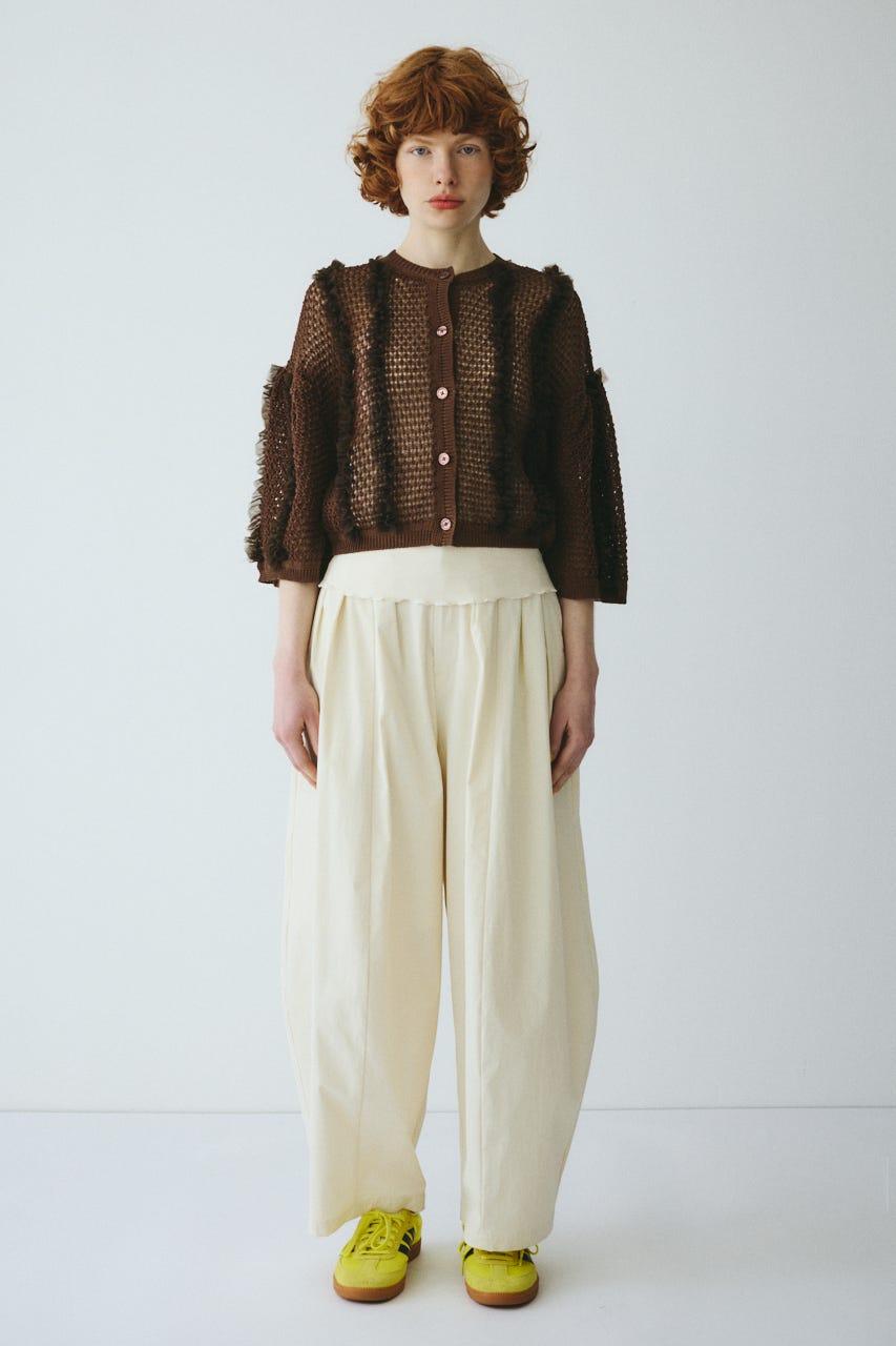 ［予約］Frill mesh cardigan BRN FREE