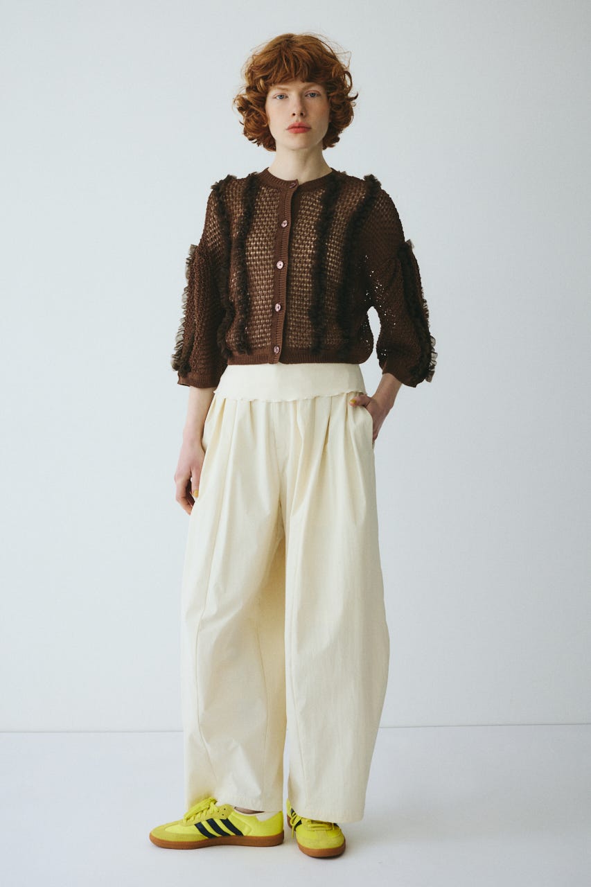 ［予約］Frill mesh cardigan BRN FREE