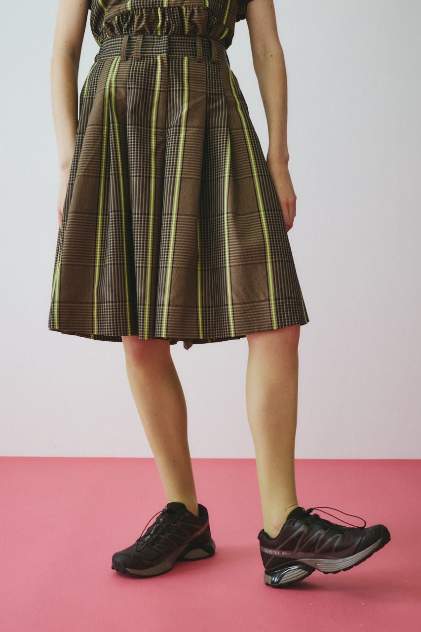 Flare half pants 柄BRN 36