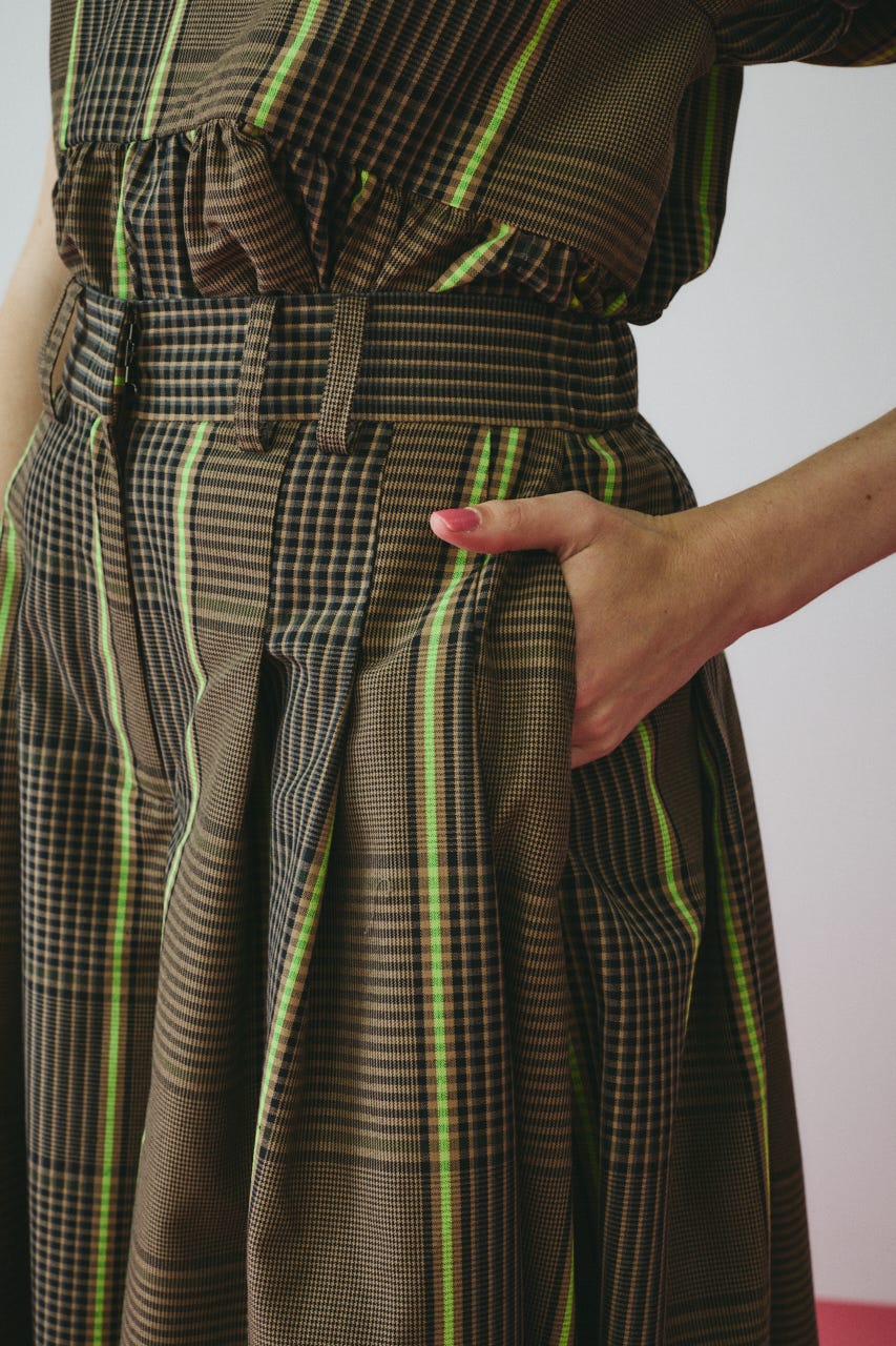 Flare half pants 柄BRN 36