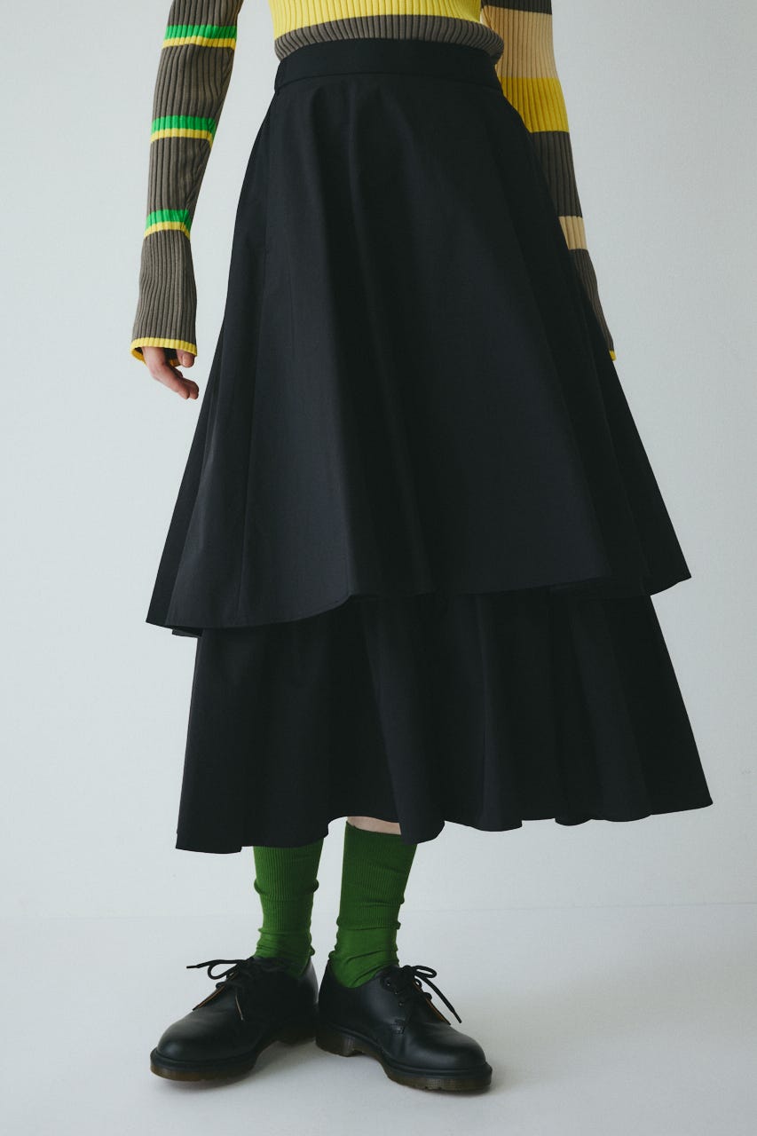［予約］Double hem skirt BLK FREE