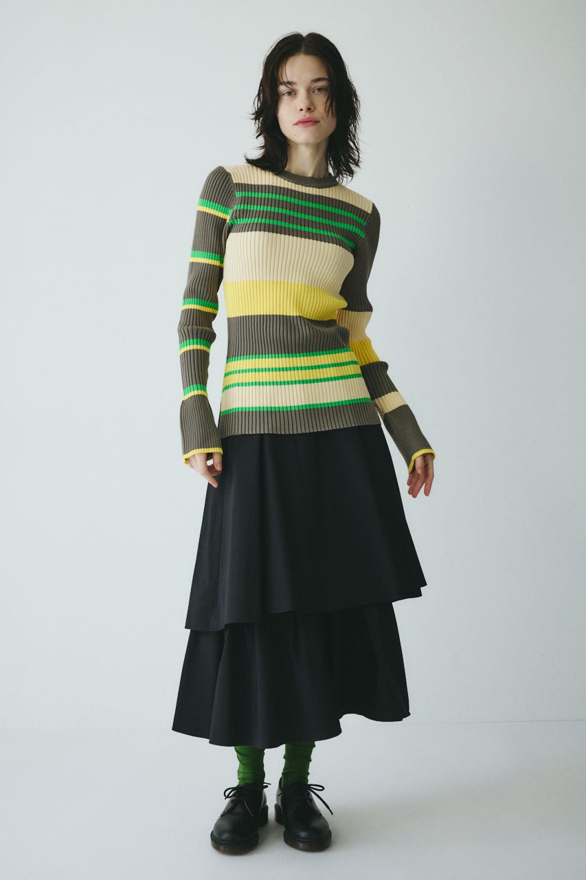 ［予約］Double hem skirt BLK FREE