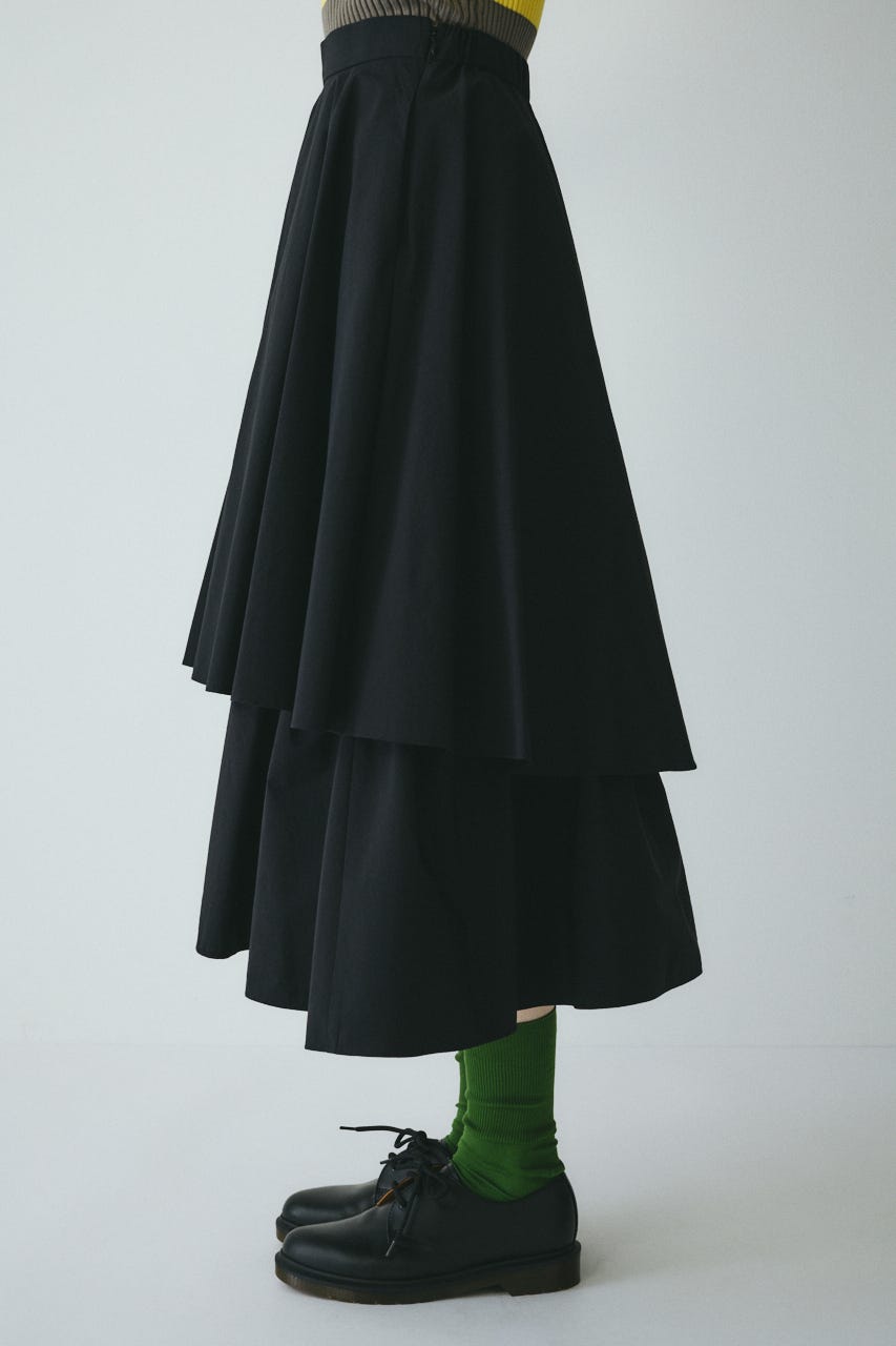［予約］Double hem skirt BLK FREE