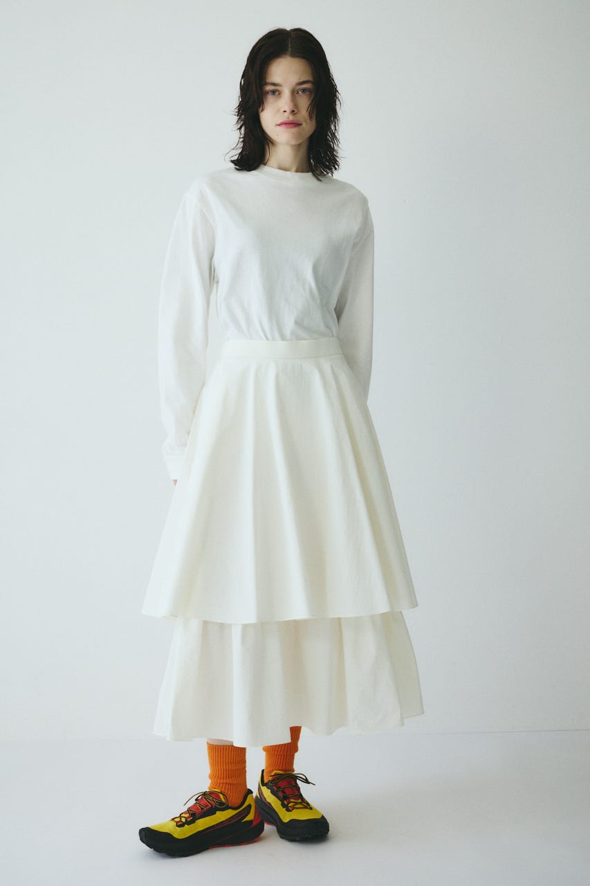［予約］Double hem skirt WHT FREE
