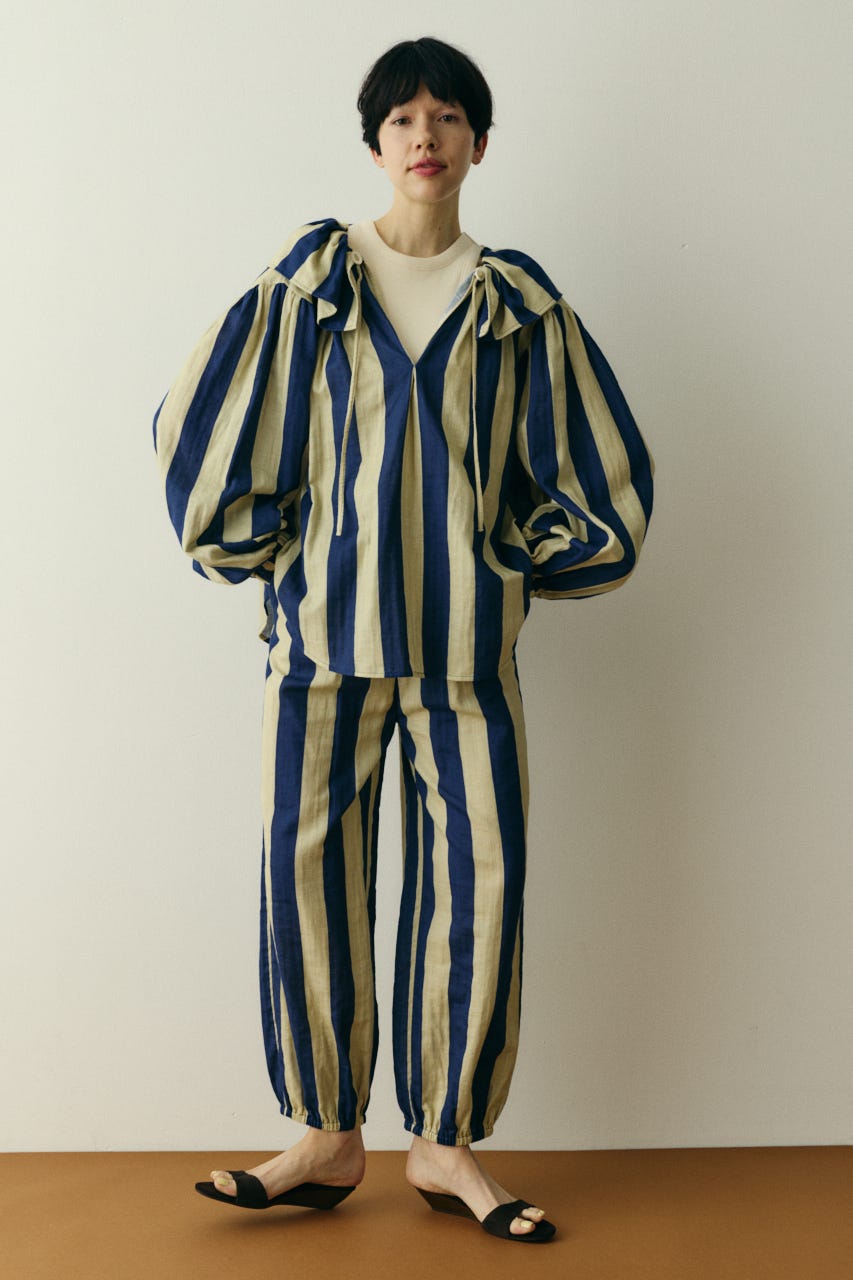 Stripe gauze pants 柄NVY FREE