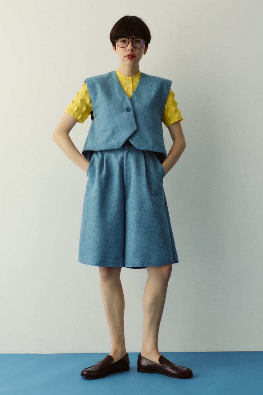 ［予約］Tweed butcher half pants L/BLU 38