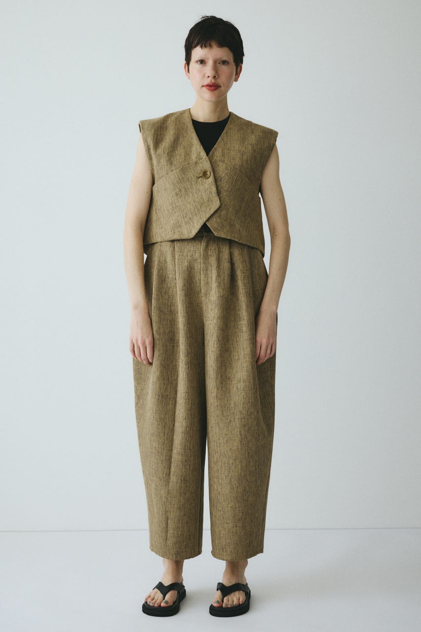 ［予約］Tweed butcher tuck pants BEG 36