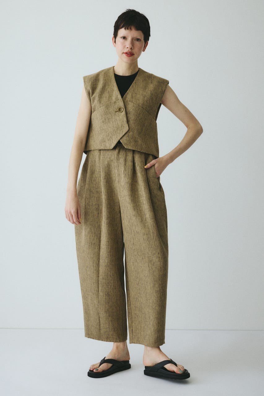 ［予約］Tweed butcher tuck pants BEG 36