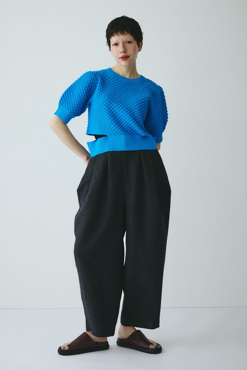 ［予約］Tweed butcher tuck pants BLK 38