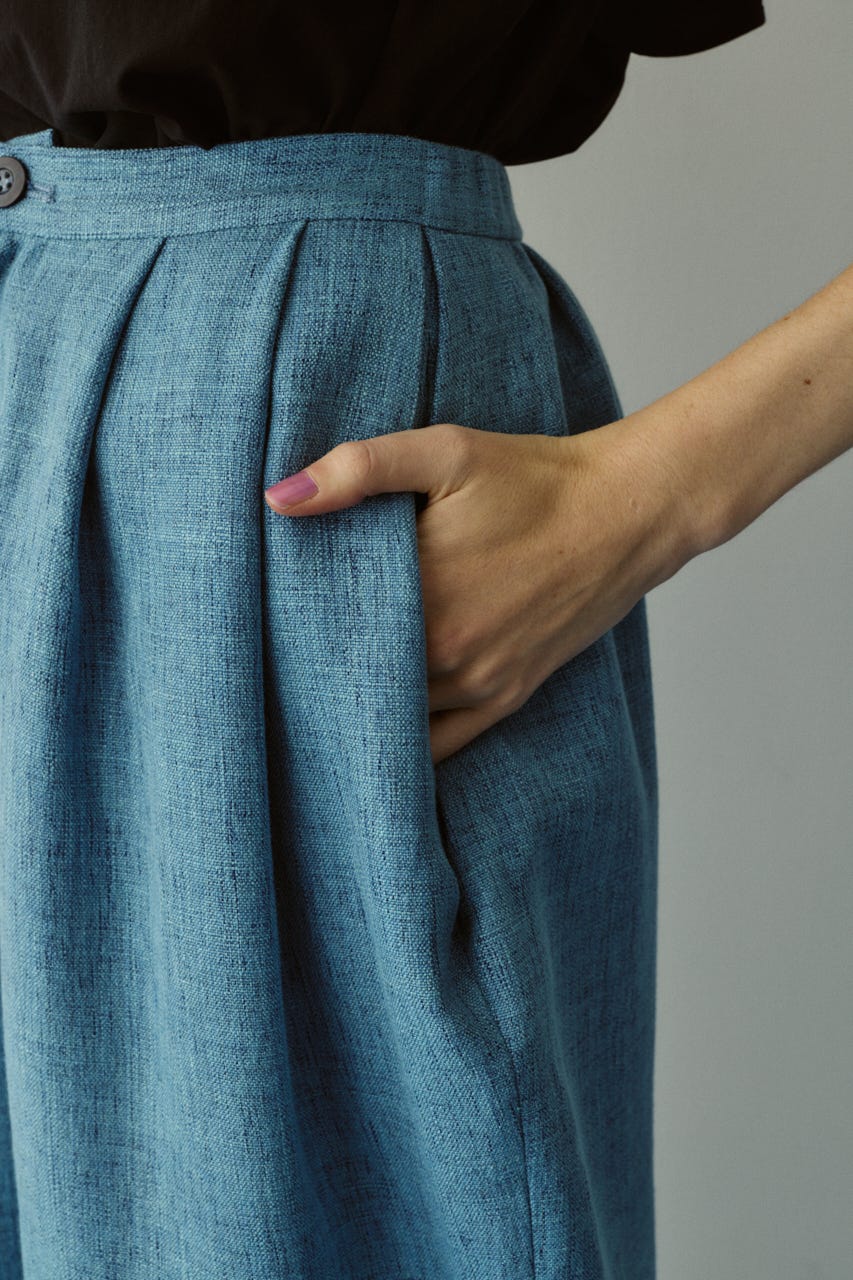 ［予約］Tweed butcher tuck pants L/BLU 36