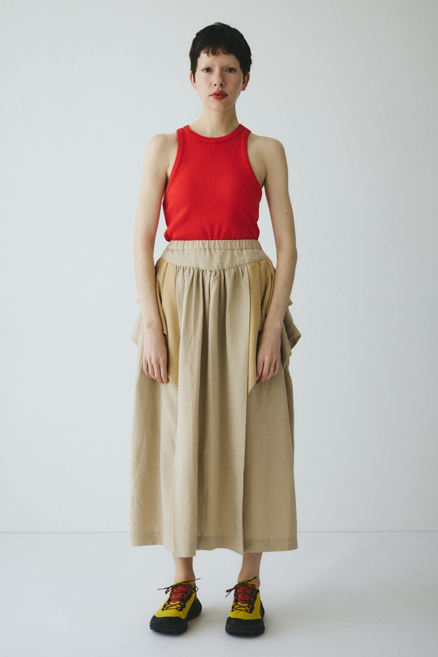 ［予約］Volume gather skirt 柄BEG FREE