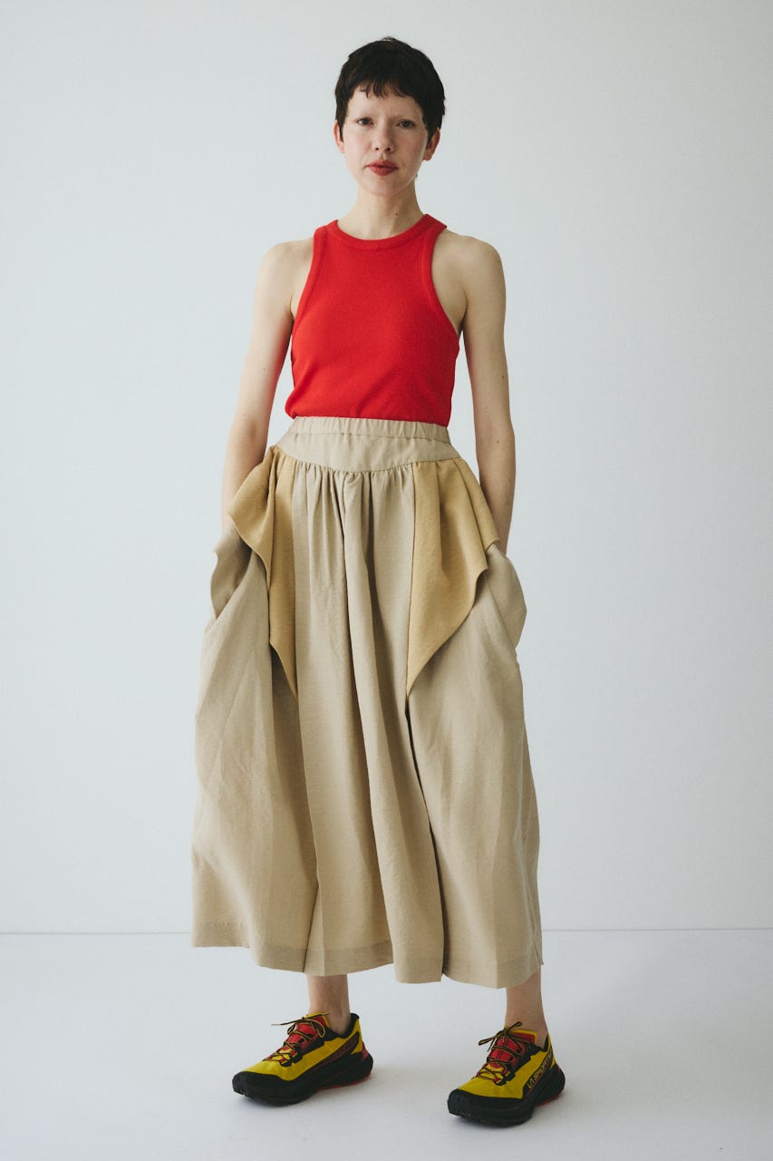 ［予約］Volume gather skirt 柄BEG FREE