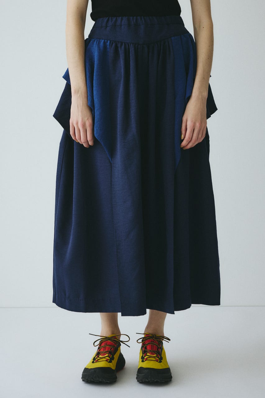 ［予約］Volume gather skirt 柄NVY FREE