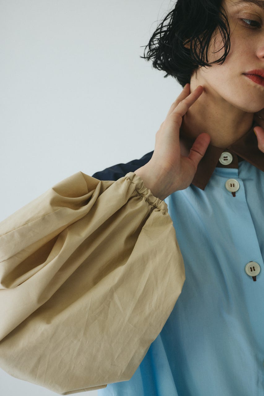 ［予約］Color block dress 柄BLU FREE