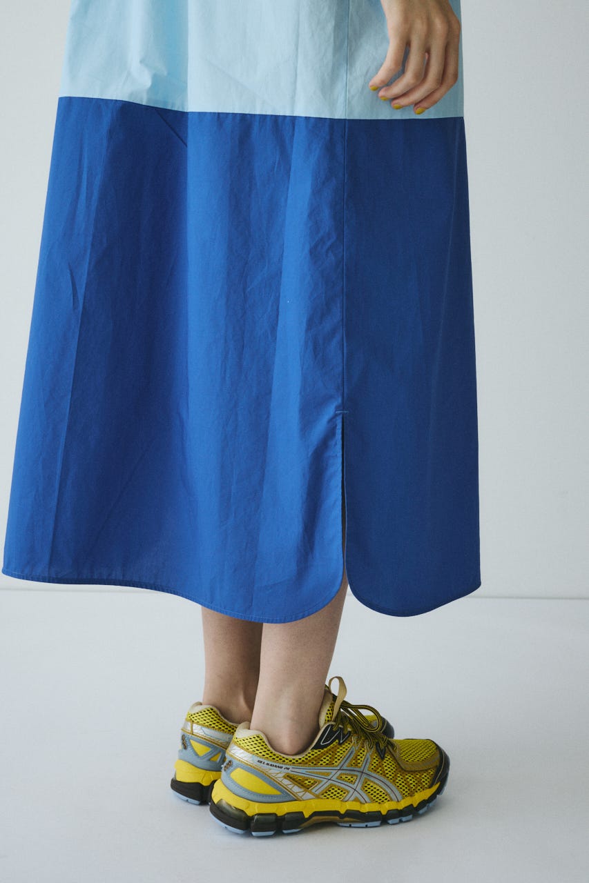 ［予約］Color block dress 柄BLU FREE