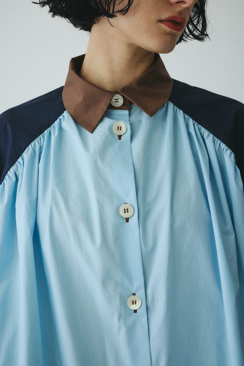 ［予約］Color block dress 柄BLU FREE