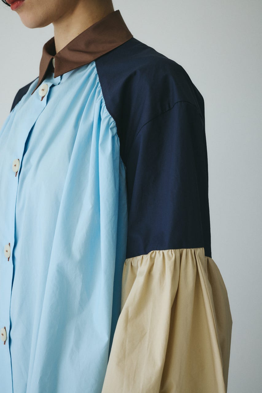 ［予約］Color block dress 柄BLU FREE