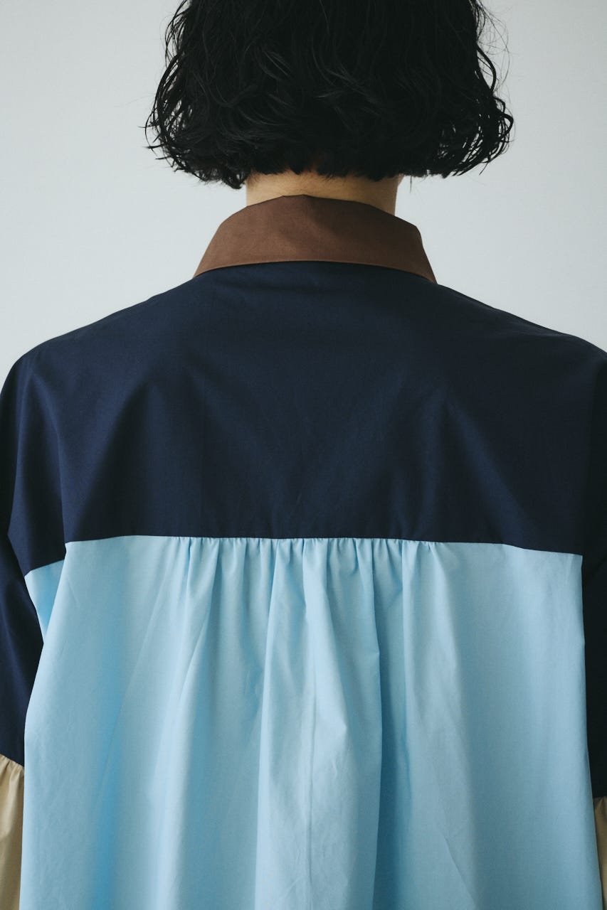 ［予約］Color block dress 柄BLU FREE