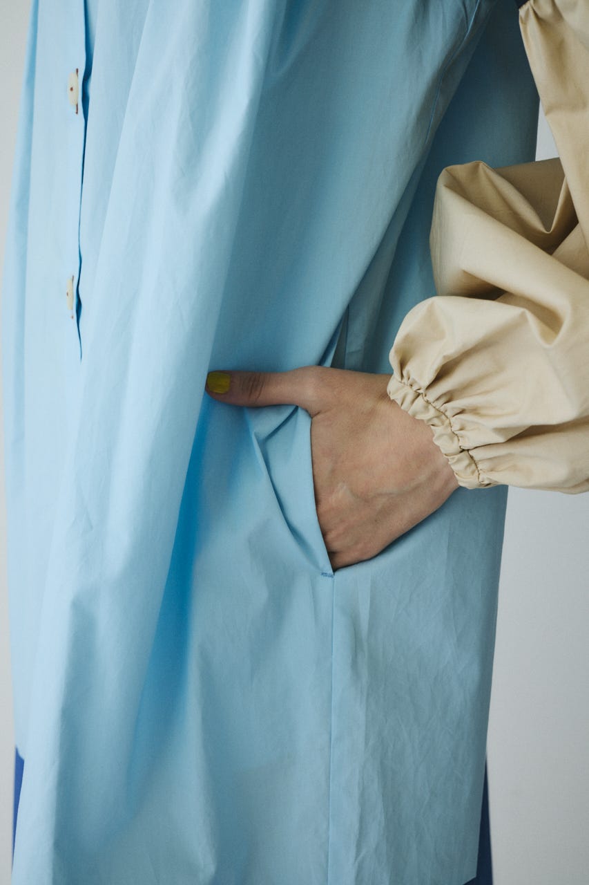 ［予約］Color block dress 柄BLU FREE