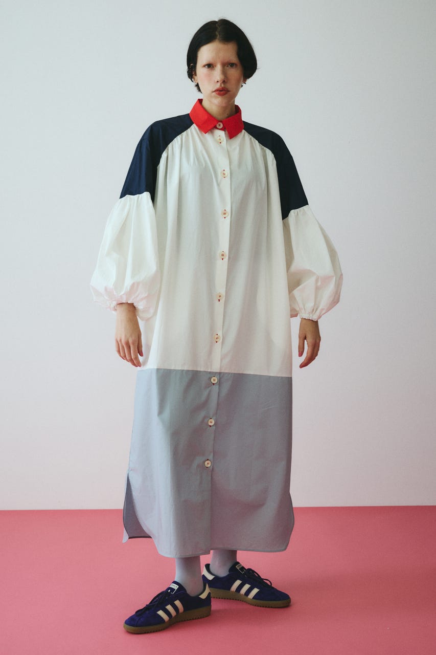 ［予約］Color block dress 柄WHT FREE