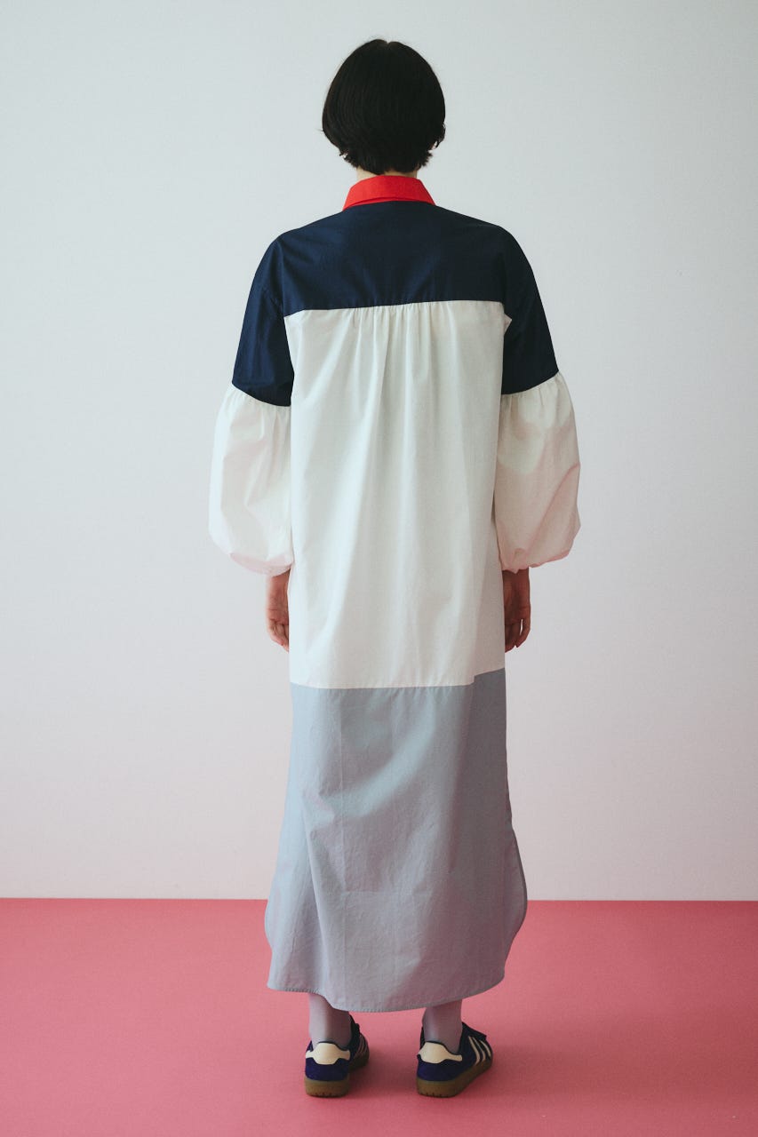 ［予約］Color block dress 柄WHT FREE