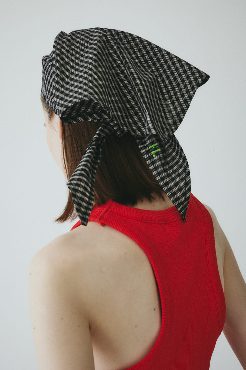 ［予約］Checked headscarf 柄BLK FREE