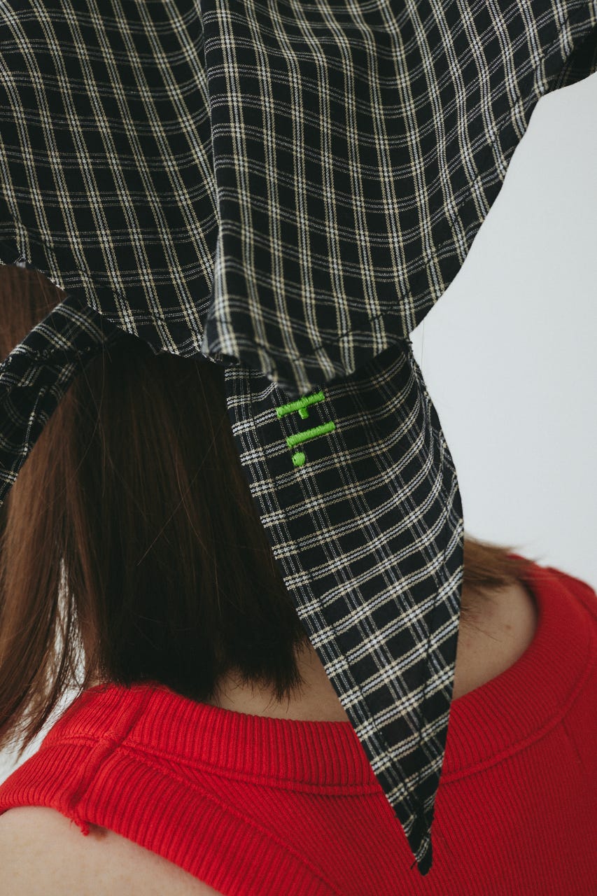［予約］Checked headscarf 柄BLK FREE