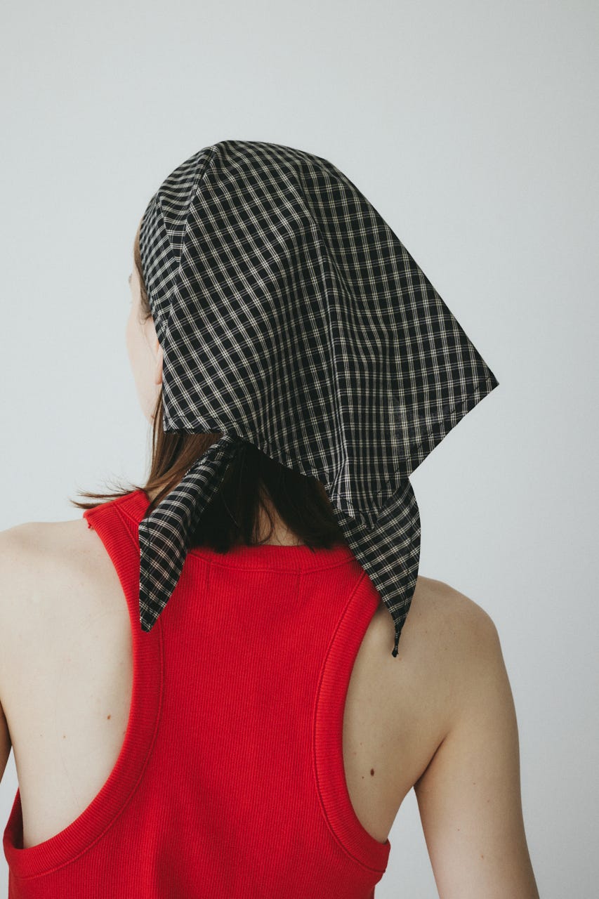 ［予約］Checked headscarf 柄BLK FREE