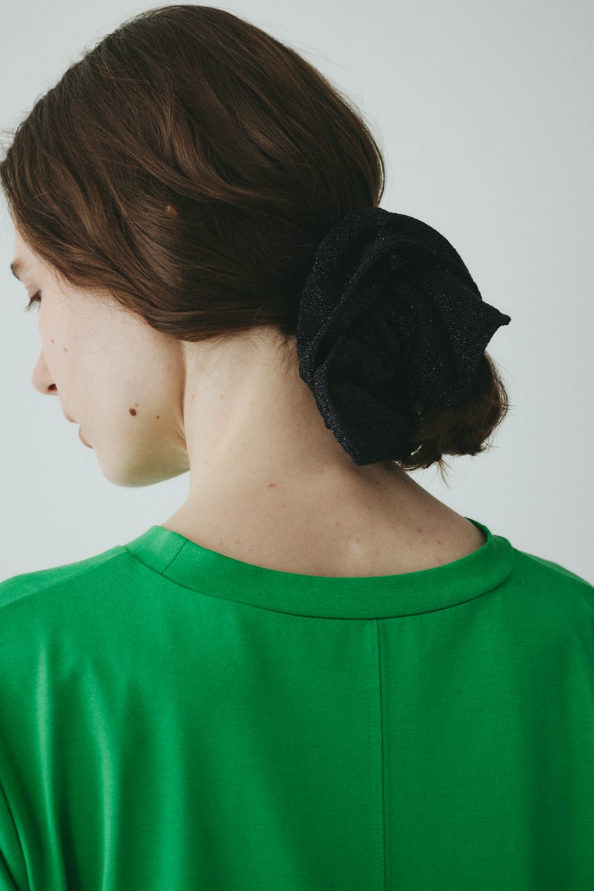 ［予約］Lame square scrunchie BLK FREE