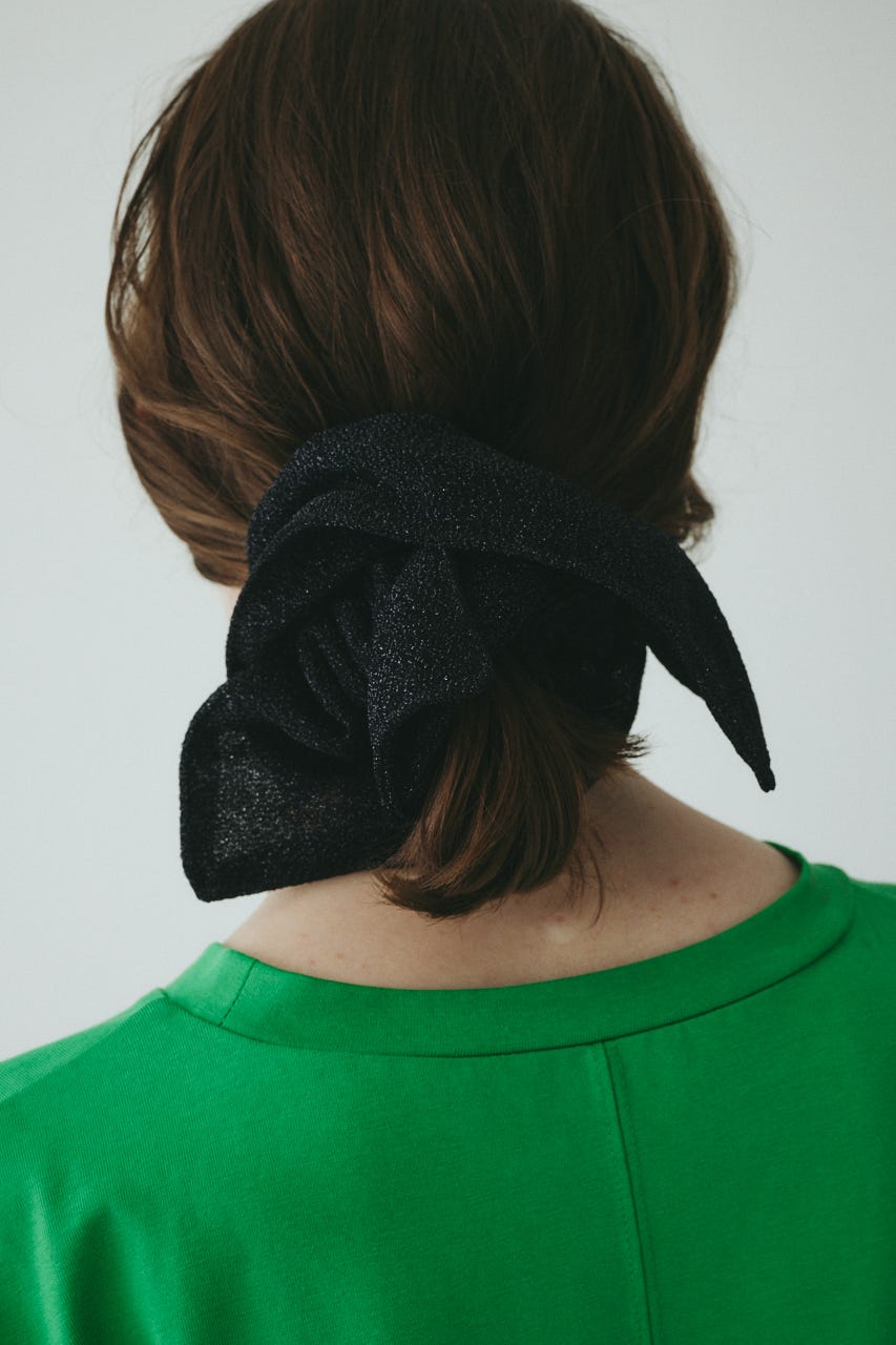 ［予約］Lame square scrunchie BLK FREE