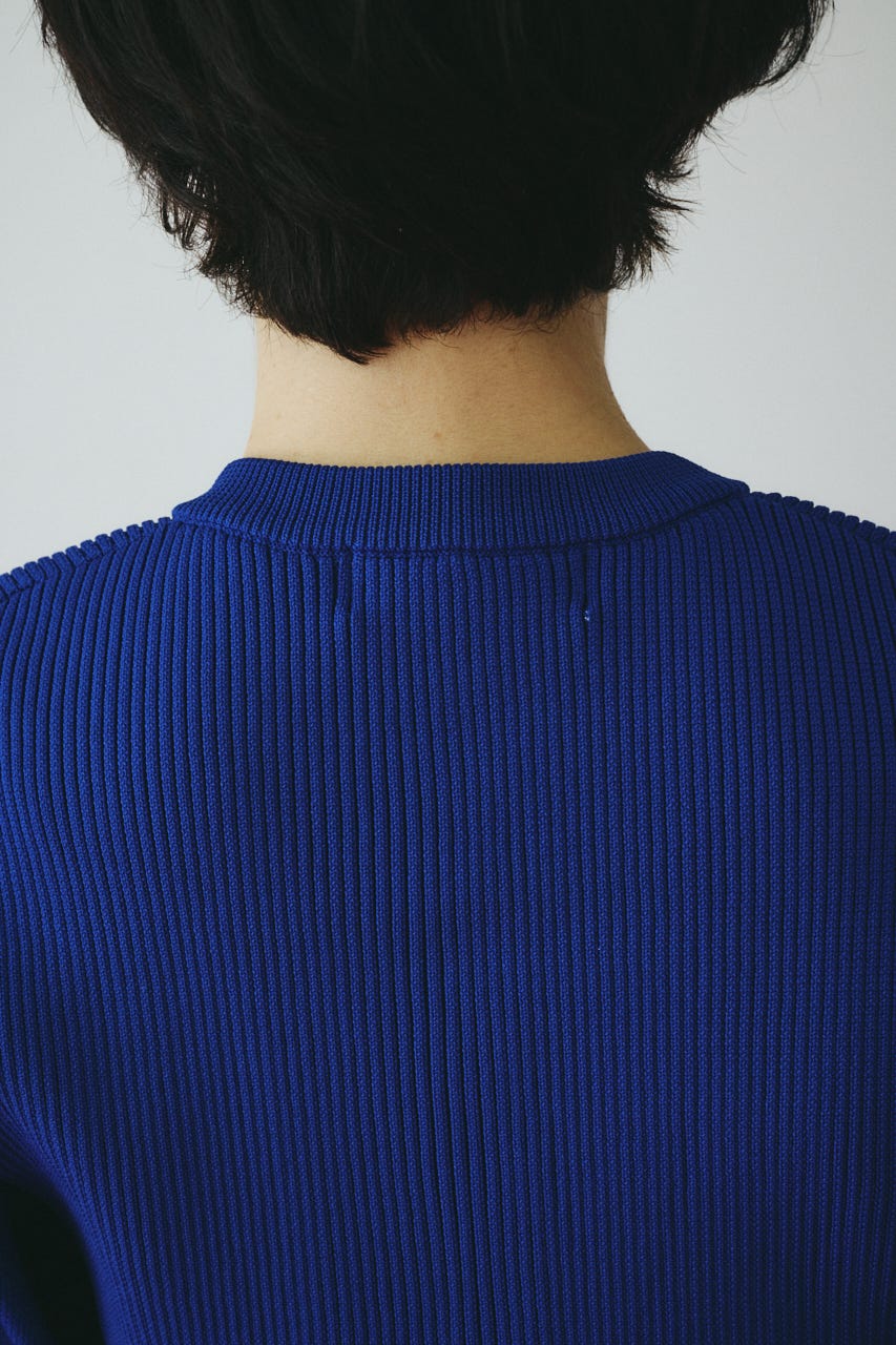 ［予約］Border sleeve knit tops BLU FREE