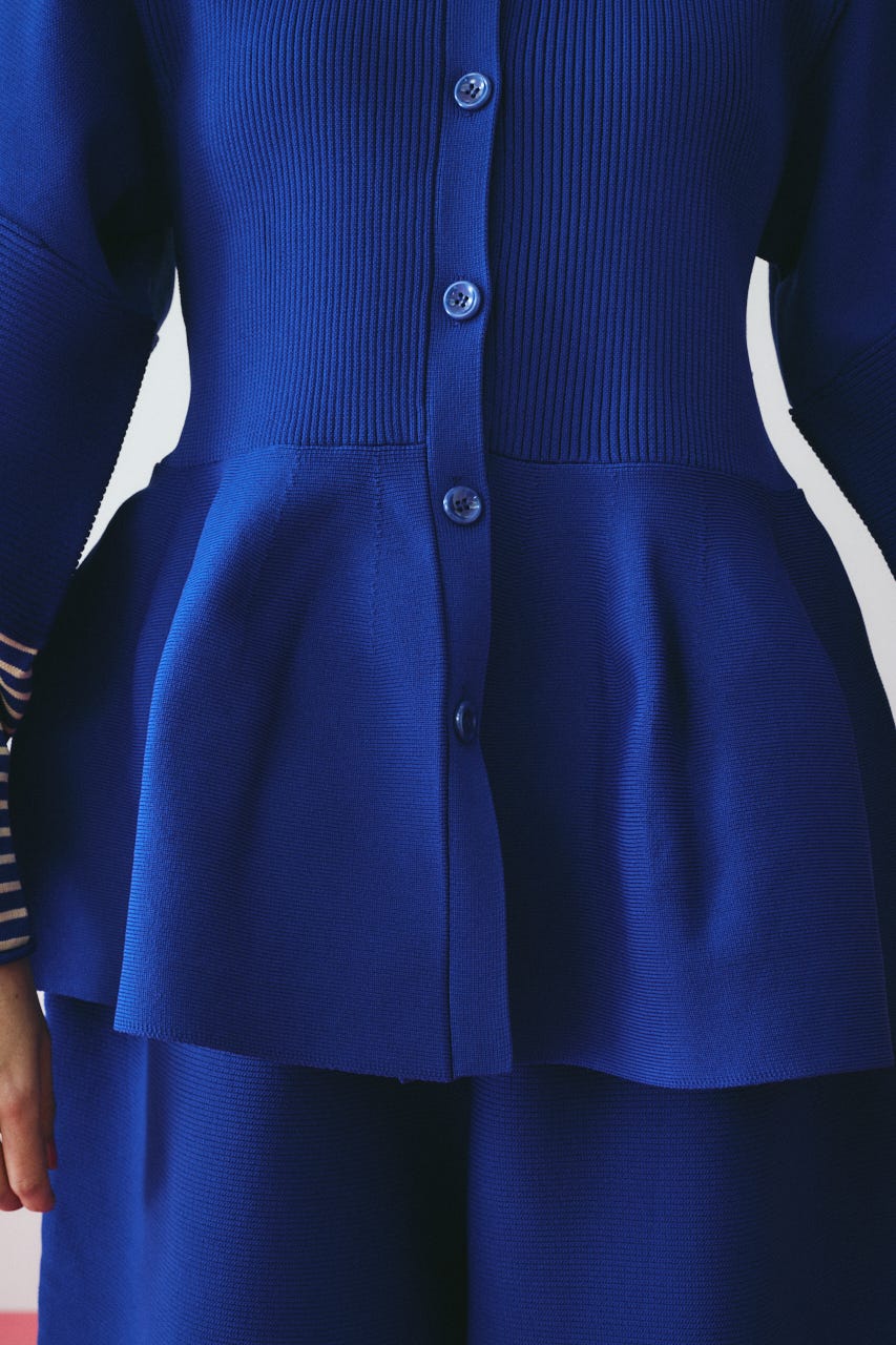 ［予約］Border sleeve knit tops BLU FREE