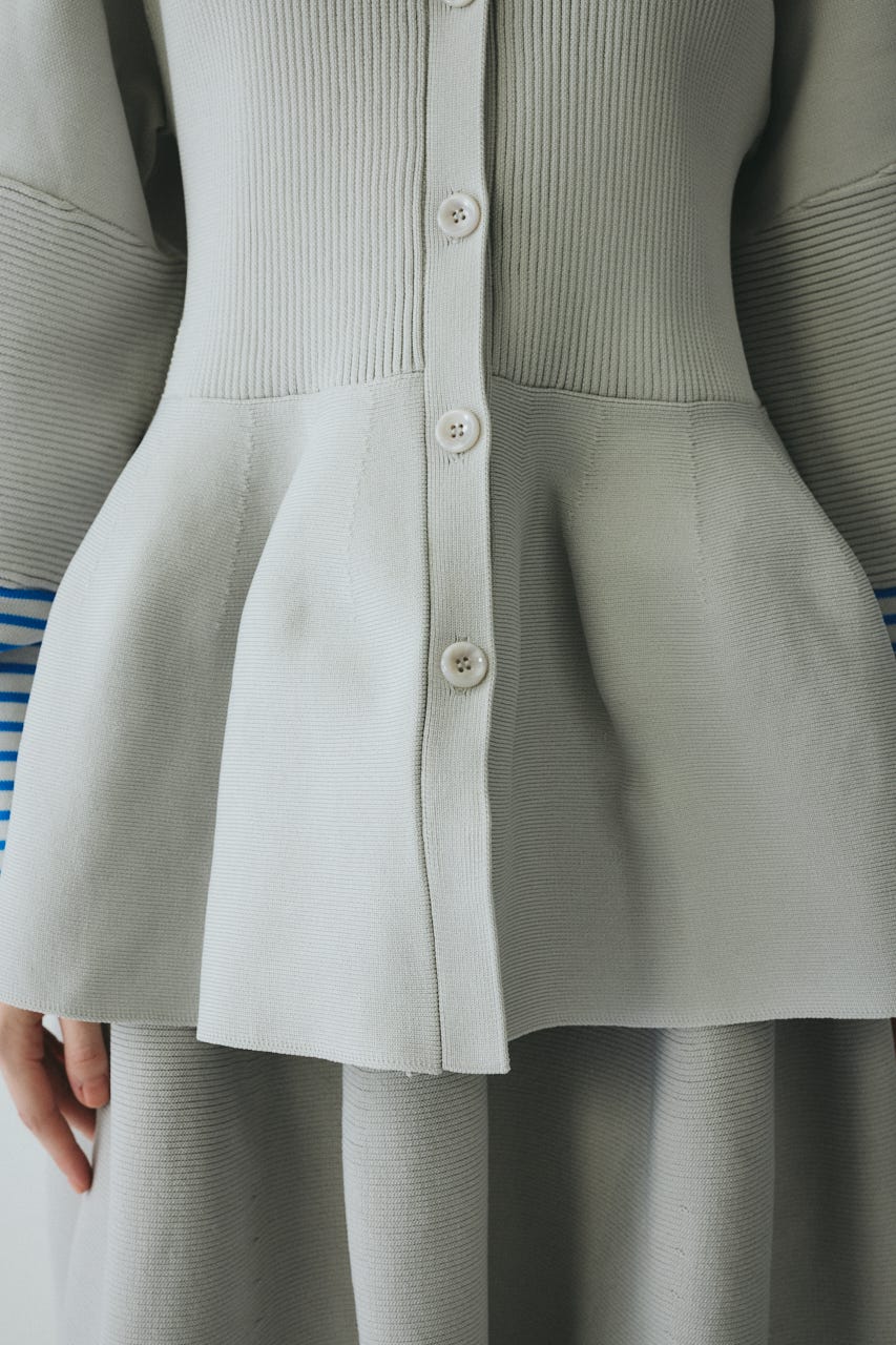 ［予約］Border sleeve knit tops L/GRY FREE