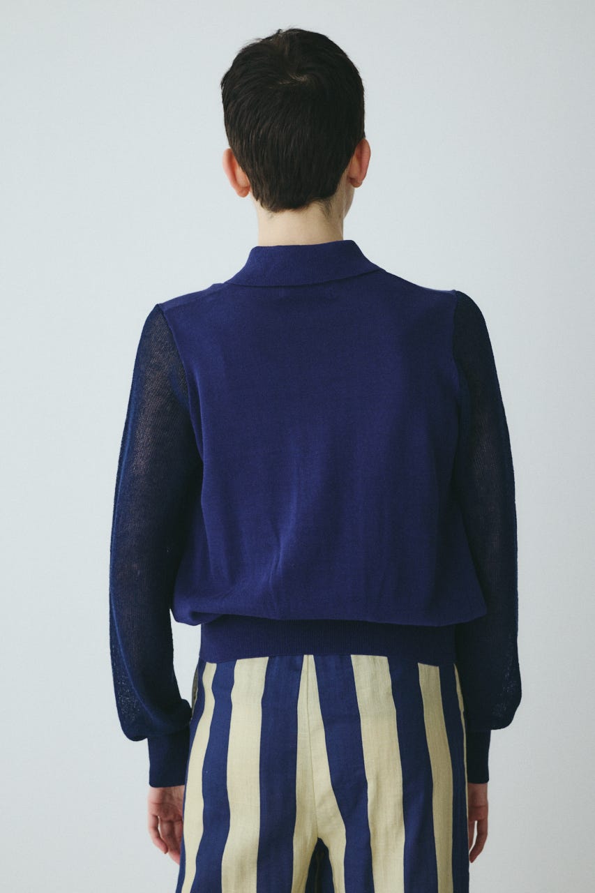 Sheer sleeve cardigan NVY FREE