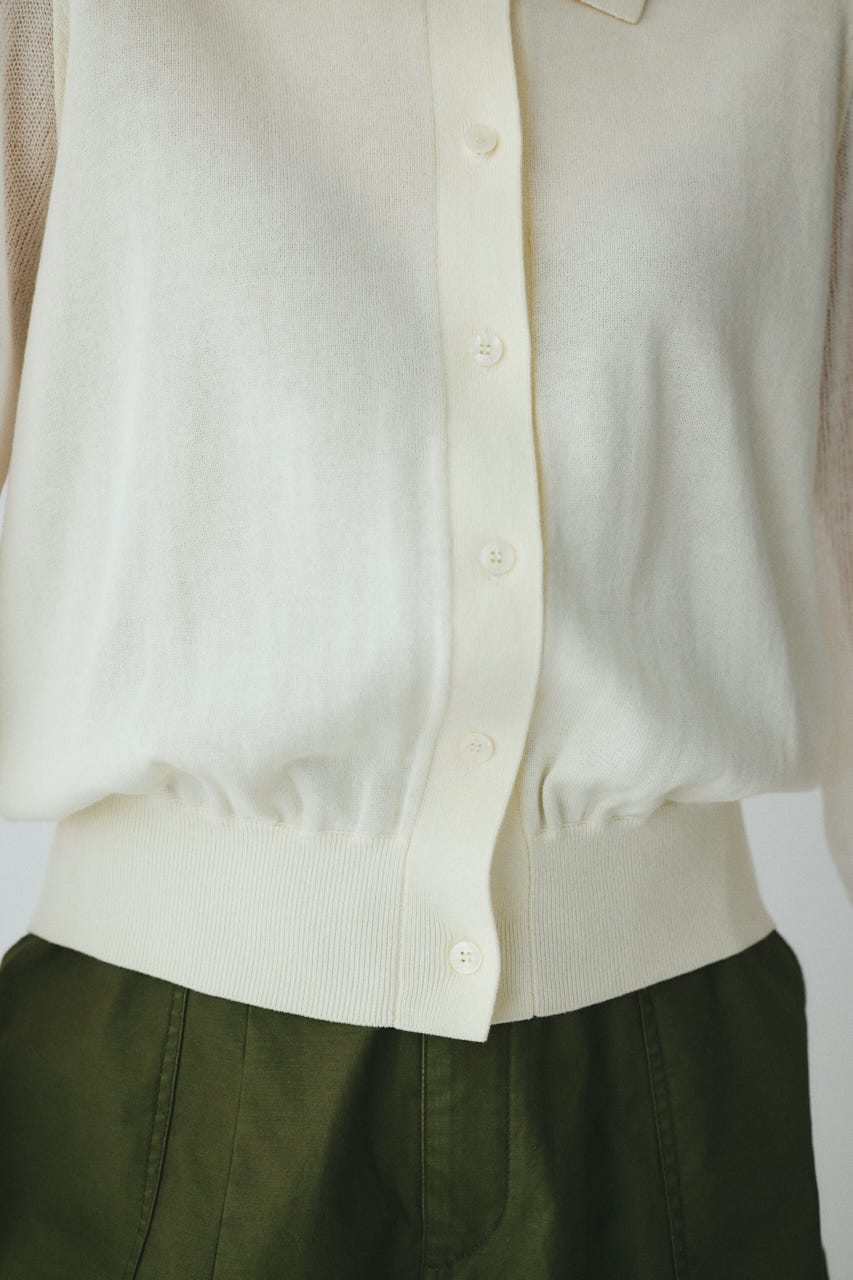 Sheer sleeve cardigan O/WHT FREE