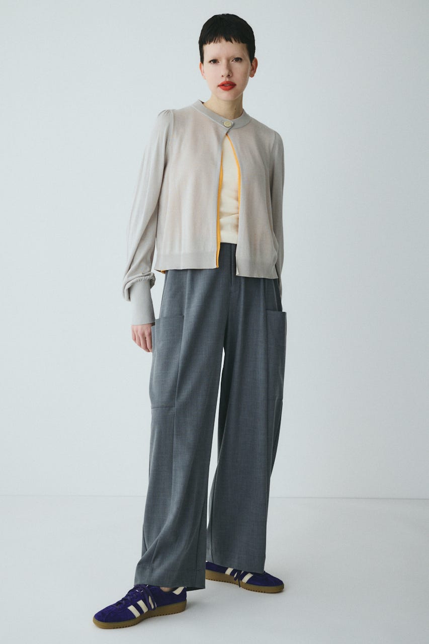 layered knit cardigan GRY FREE