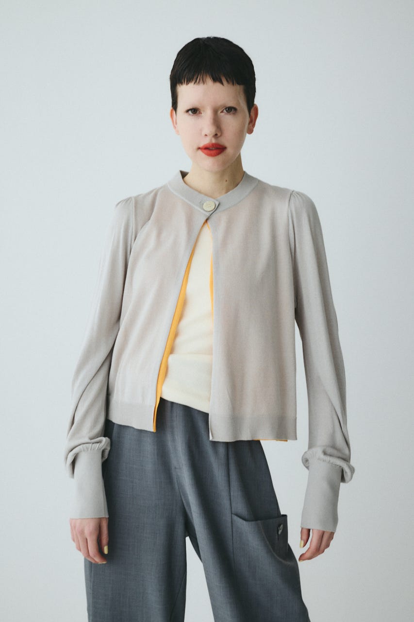 layered knit cardigan GRY FREE