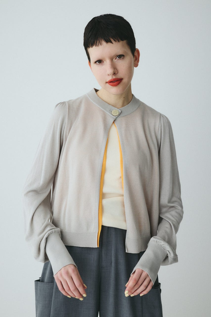 layered knit cardigan GRY FREE