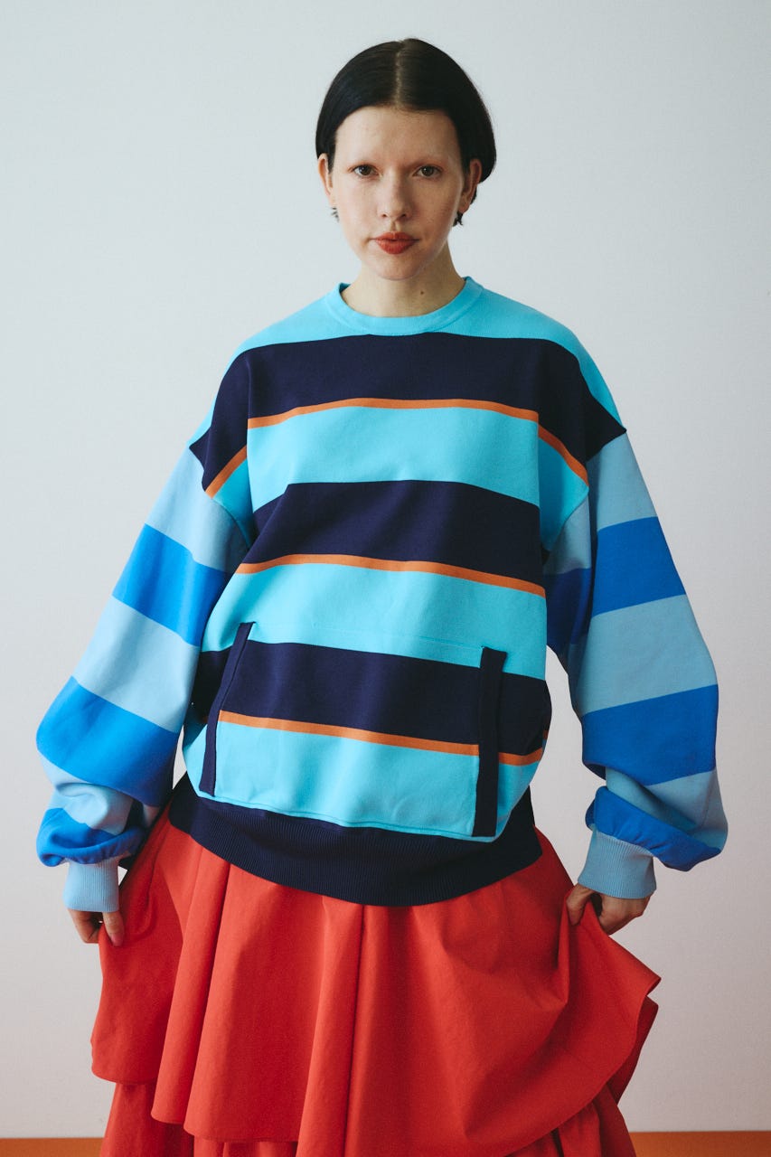 ［予約］Border boy knit tops 柄BLU FREE