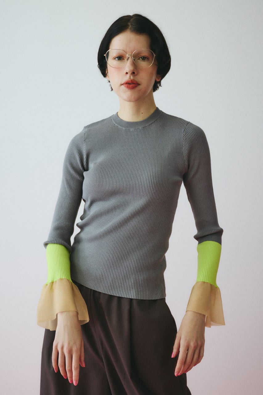 ［予約］Flare sleeve knit tops GRY FREE