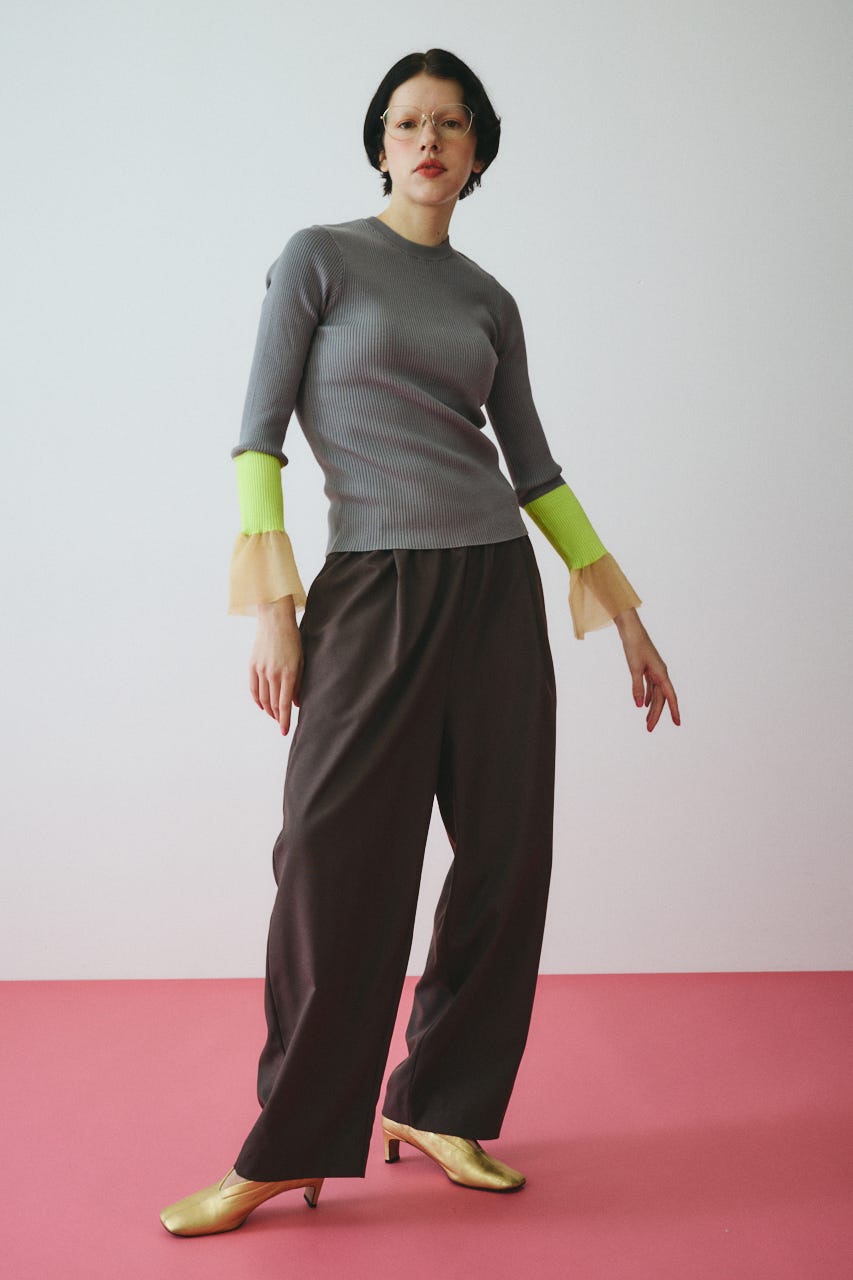 ［予約］Flare sleeve knit tops GRY FREE