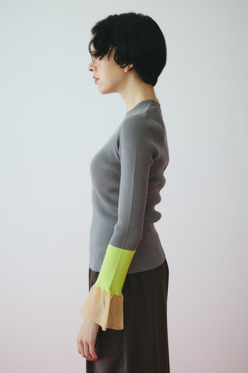 ［予約］Flare sleeve knit tops GRY FREE